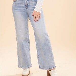 Elegant Light Blue Women's Wide Leg Jeans